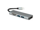 ROLINE USB Type C Docking Station, HDMI 4K30, 2x A USB 3.2 Gen 1, SD/MicroSD Card Reader