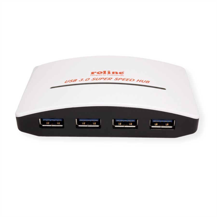 ROLINE USB 3.2 Gen 1 Hub "Black & White", 4 Ports, with Power Supply