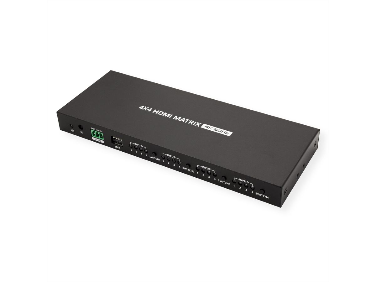 VALUE HDMI Matrix Switch, 4x4, 4K60Hz, with remote control