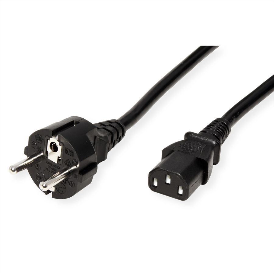 ROLINE Power Cable, straight IEC Connector, black, 1.8 m