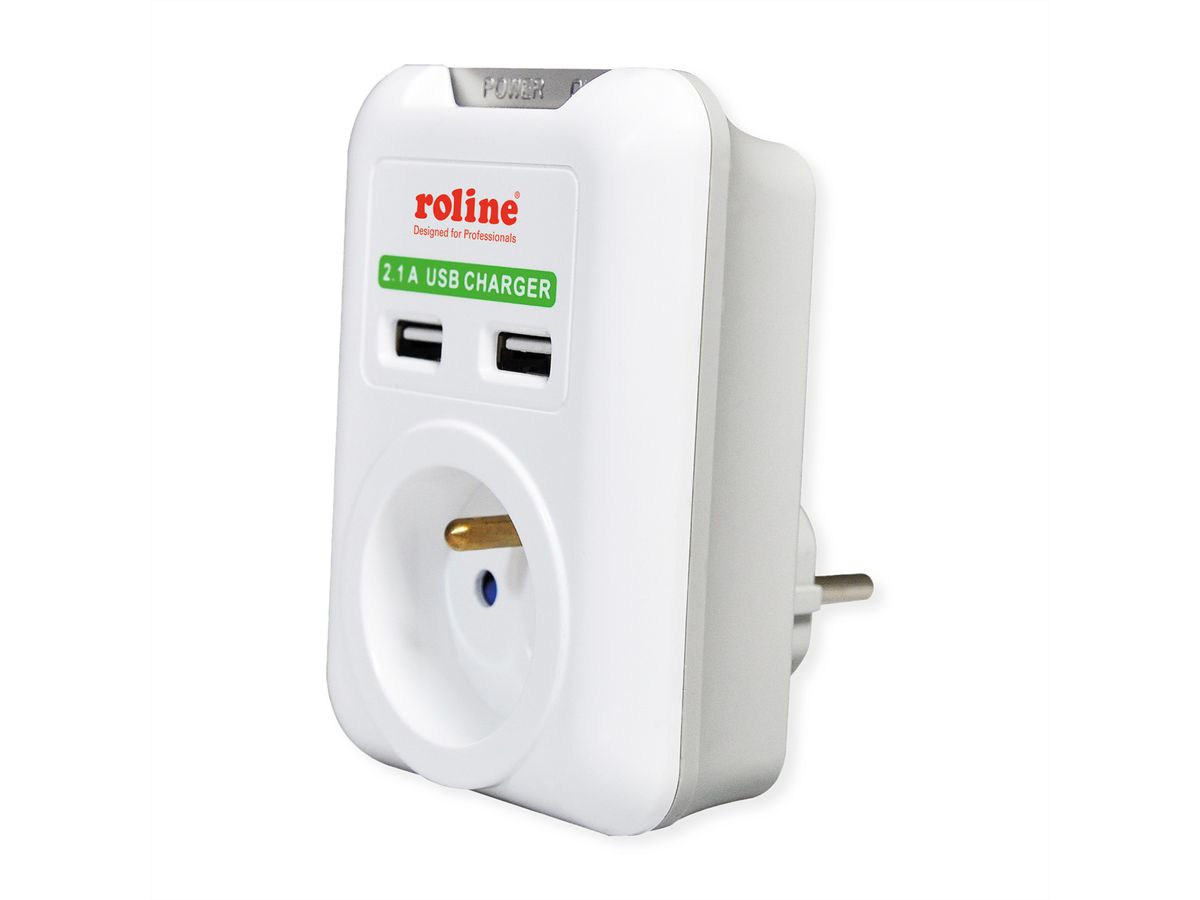 ROLINE Power Wall Outlet, 2x USB Charger, UTE version