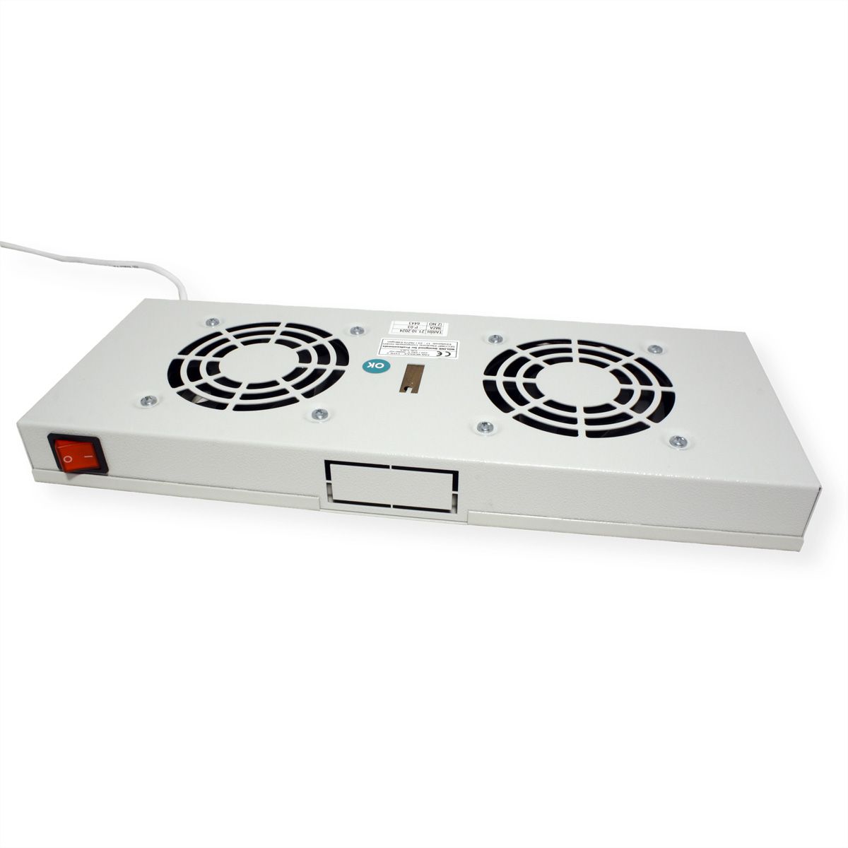 ROLINE 19-inch fan unit 2 fans, Thermostat grey