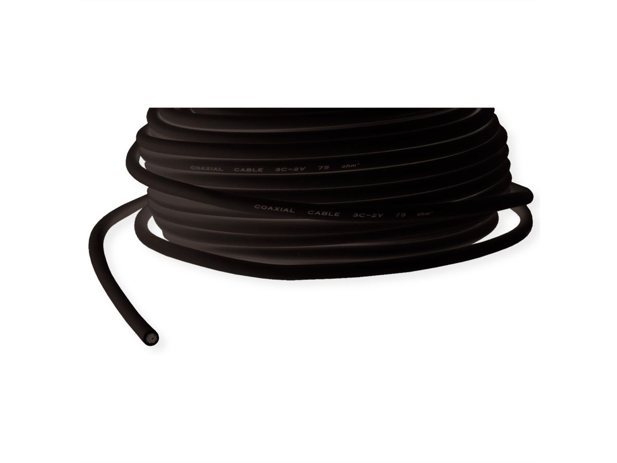 Coaxial Cable RG-59, 75 Ohm, Black, 100 m roll