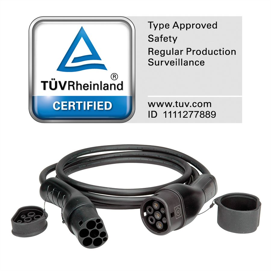 ROLINE EV Charging Cable Assembly Type2, 3-Phase, 480VAC (3P+N+E), 16 A, 11 kW, 7.5 m
