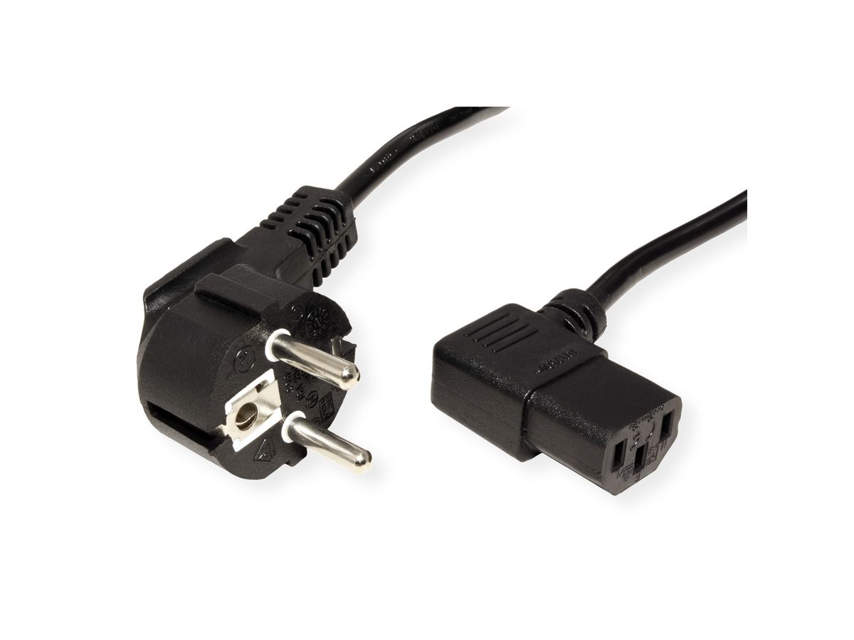 Power Cable, angled IEC Connector, black, 1.8 m