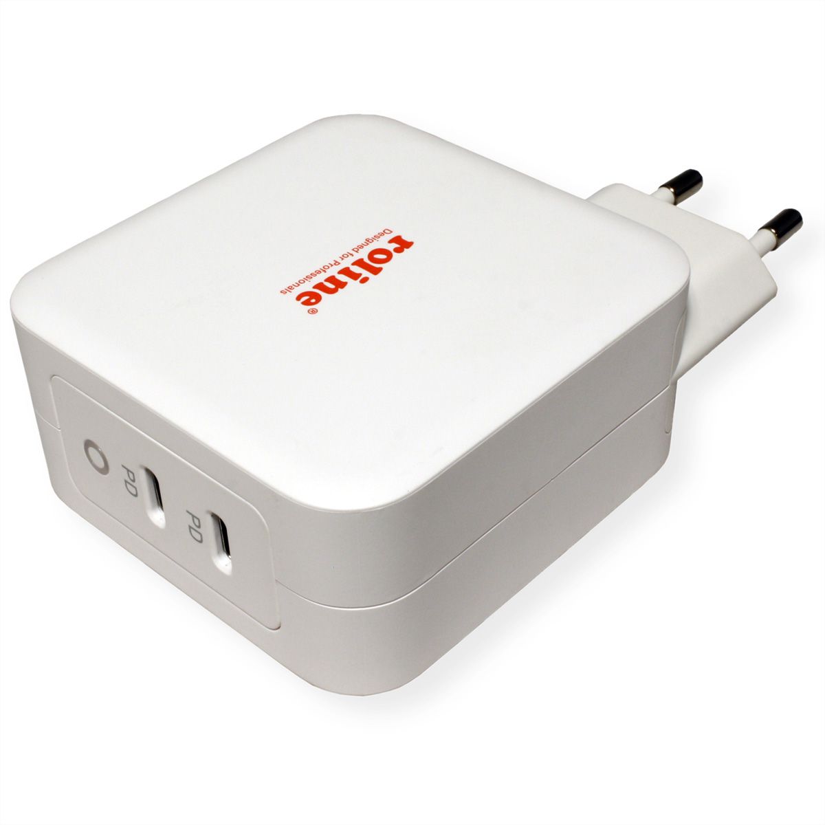 ROLINE USB Wall Charger Euro Plug, 2 Ports, 2x C (PD), 100W, GaN