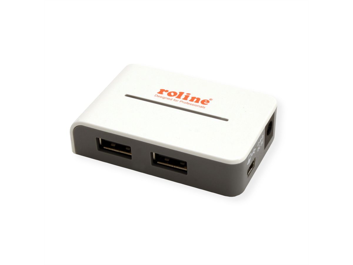 ROLINE USB 2.0 Hub "Black and White", 4 Ports, with Power Supply