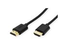 ROLINE HDMI High Speed Cable + Ethernet, Ultra Slim, M/M, black, 1.5 m