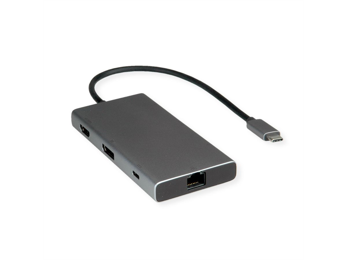 VALUE Dockingstation, HDMI+DP 4K60, 1x C USB3.2Gen1 + 2x A USB3.2 Gen1, 1x Type C PD, 1x RJ45