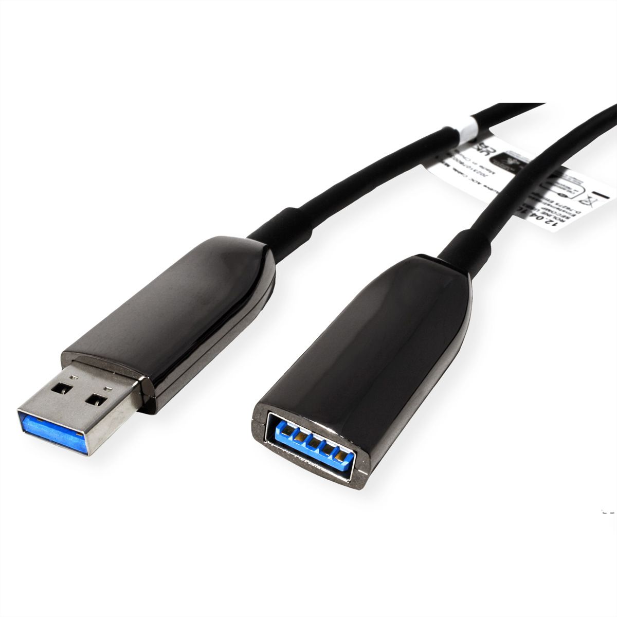 ROLINE USB 3.2 Gen 1 Extension Cable, 1 Port, AOC, M/F, black, 20 m