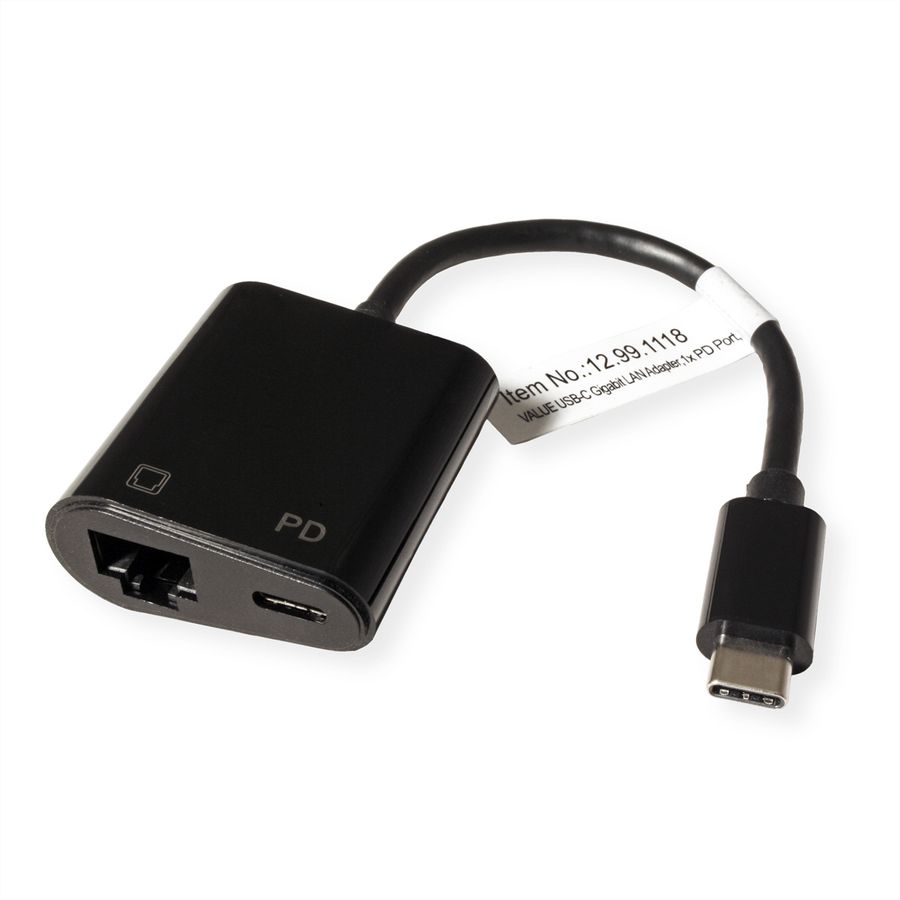 VALUE USB-C to Gigabit Ethernet Converter, PD Port