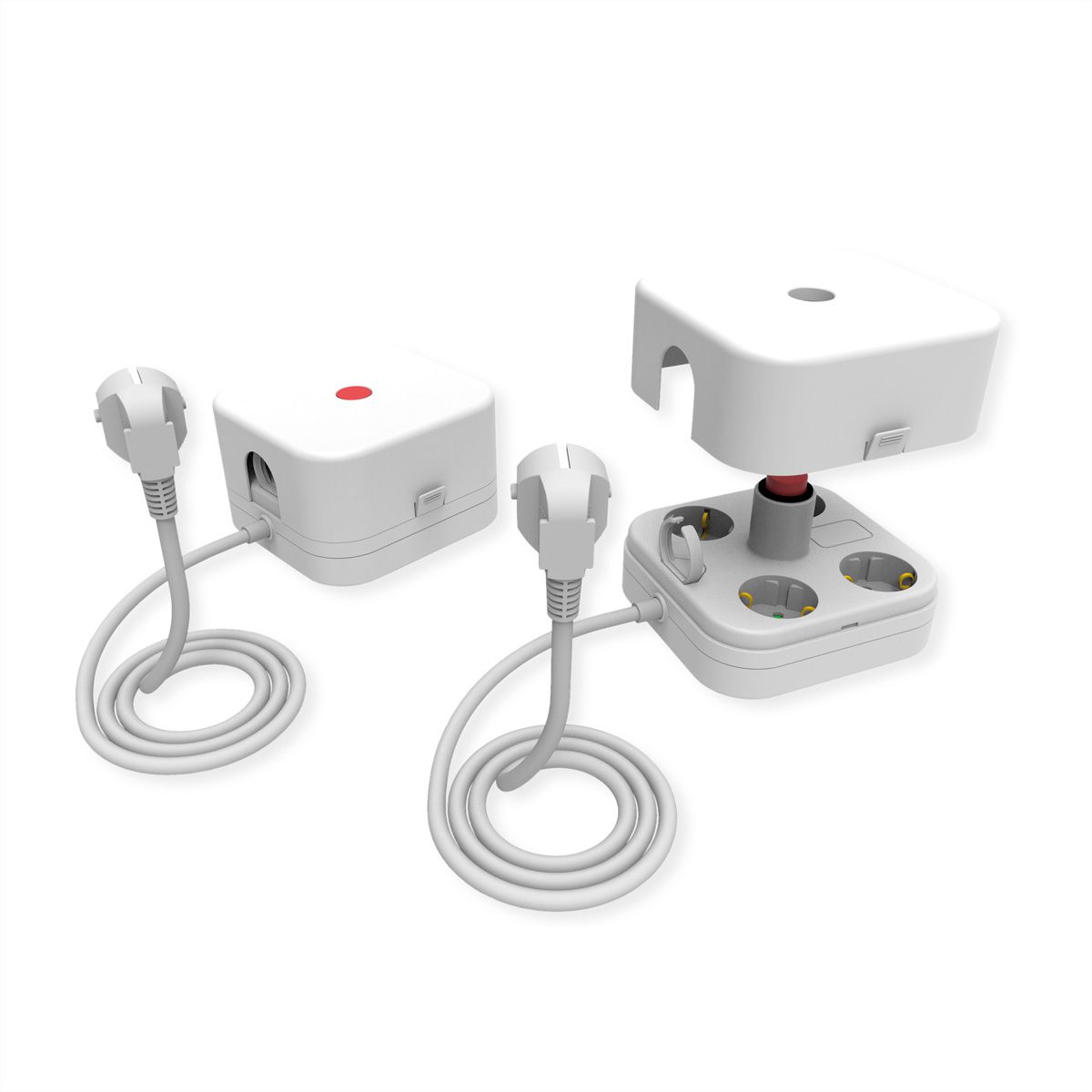 VALUE Power Strip, 4-way, with Switch and removable protective cover, white, 1.5 m