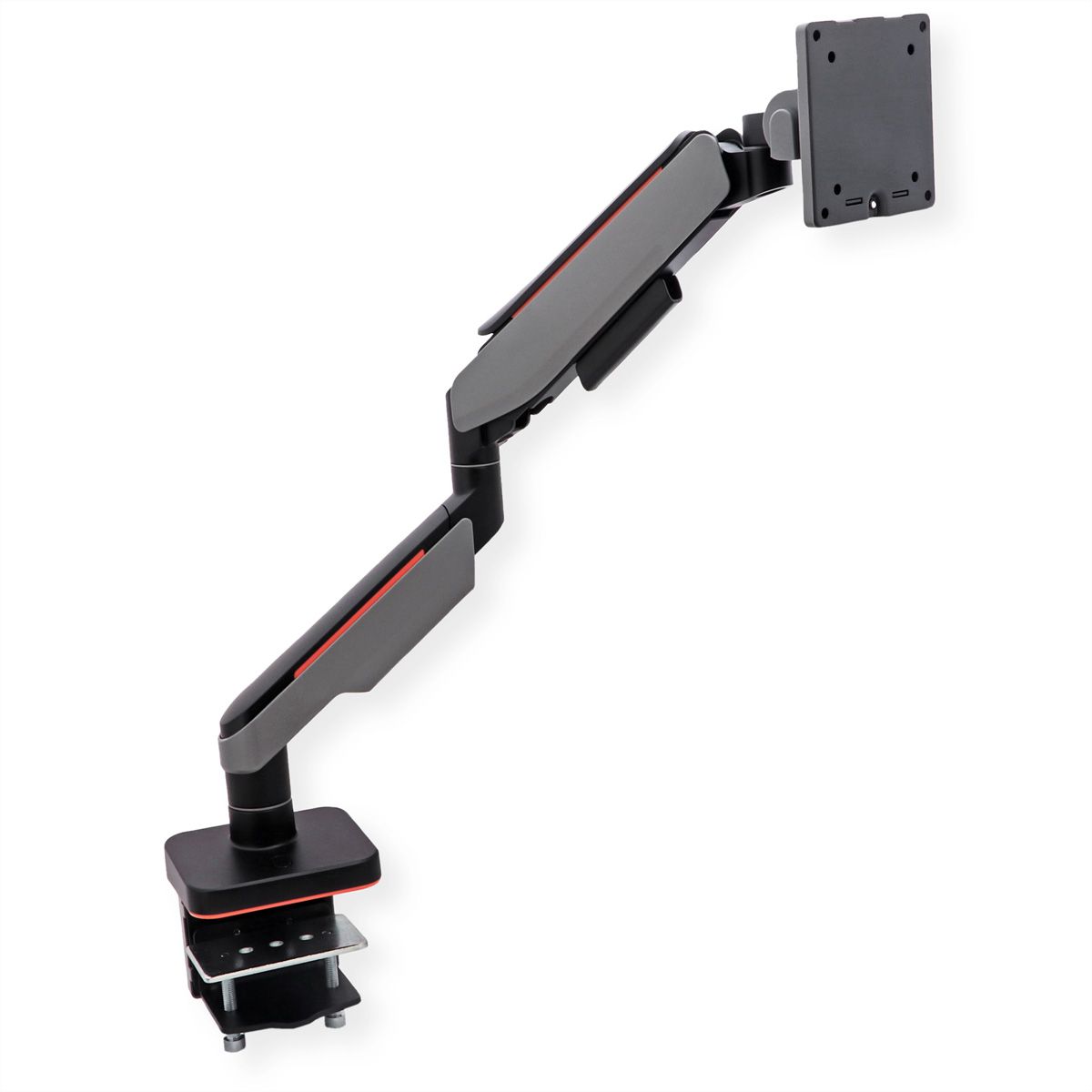 ROLINE Single LCD Monitor Stand, Gas Spring, Desk Clamp, 5 Joints, 17–49 inch, max. 20 kg