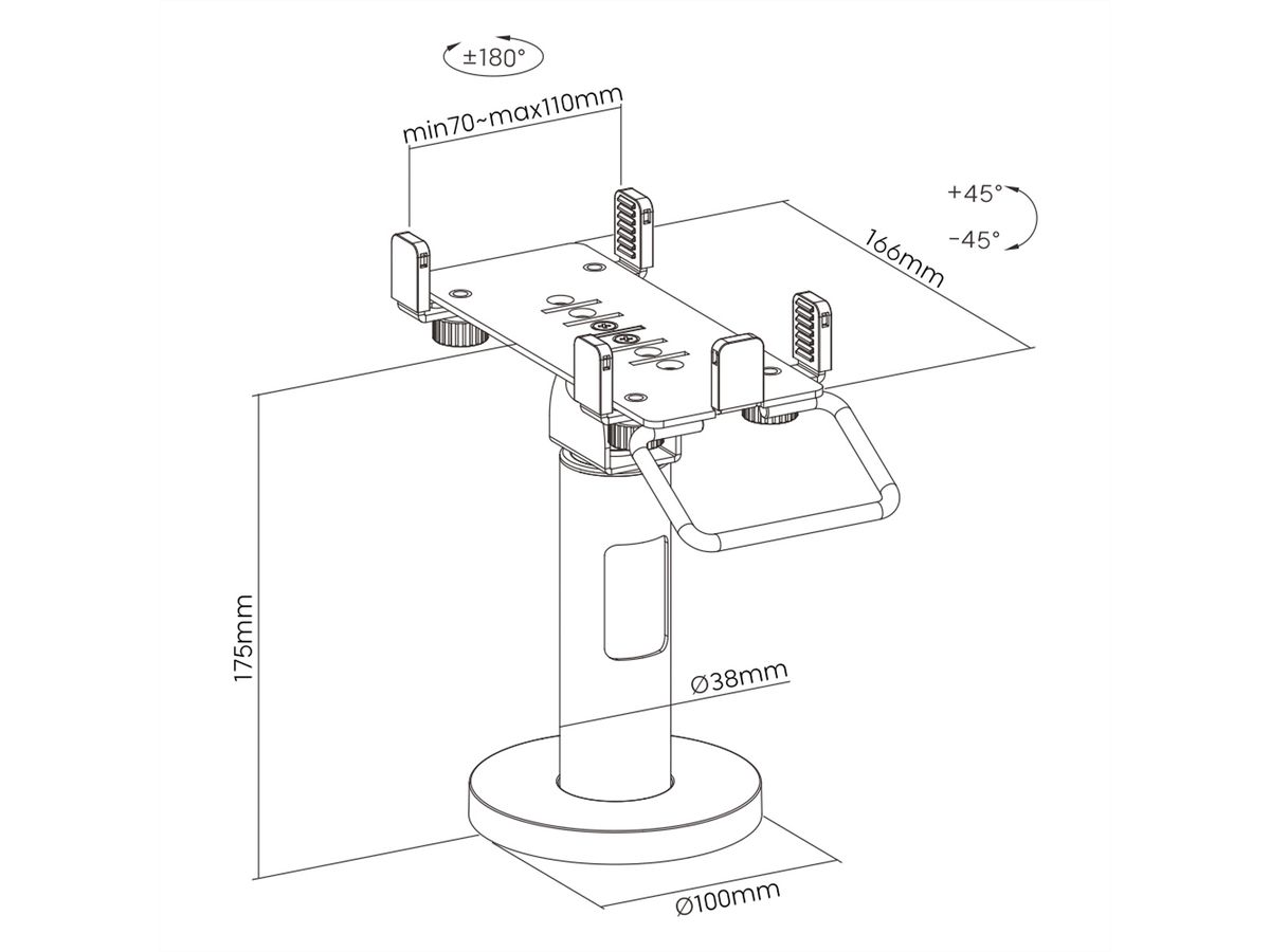 ROLINE Universal Swivel & Tilt Credit Card Terminal Stand