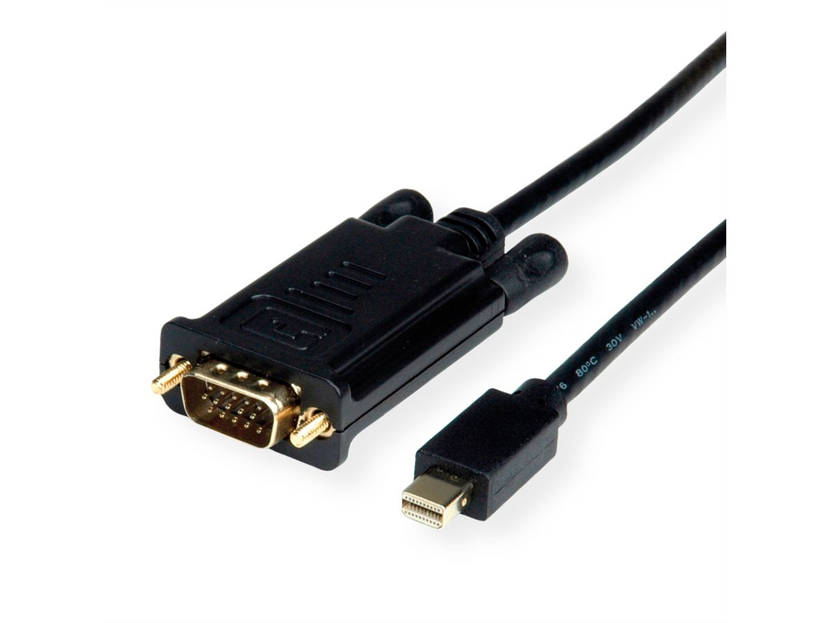 ROLINE Cable MiniDisplayPort - VGA, Mini DP M - VGA M, black, 1 m