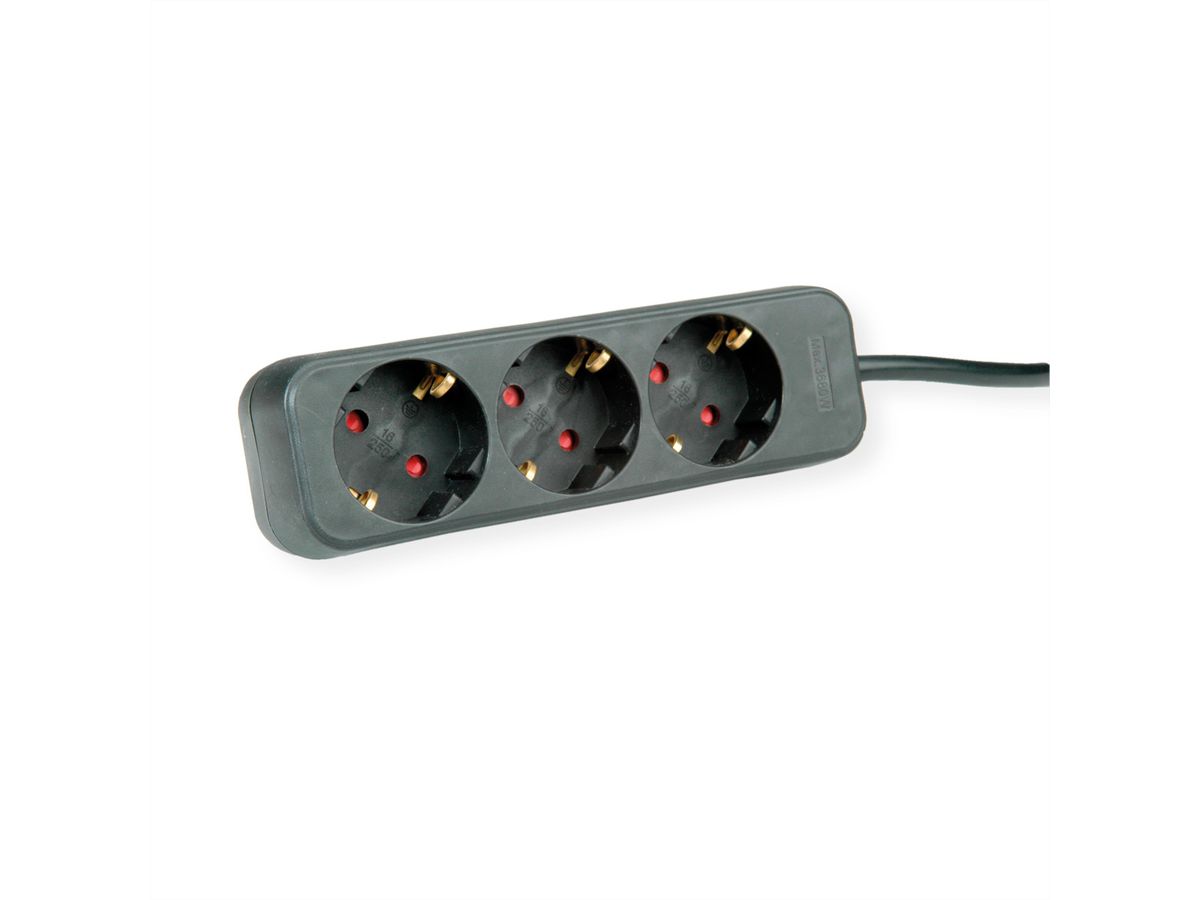 ROLINE Power Strip, 3-way, black, 1.5 m