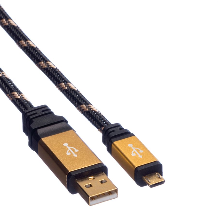 ROLINE GOLD USB 2.0 Cable, A - Micro B, M/M, 1.8 m