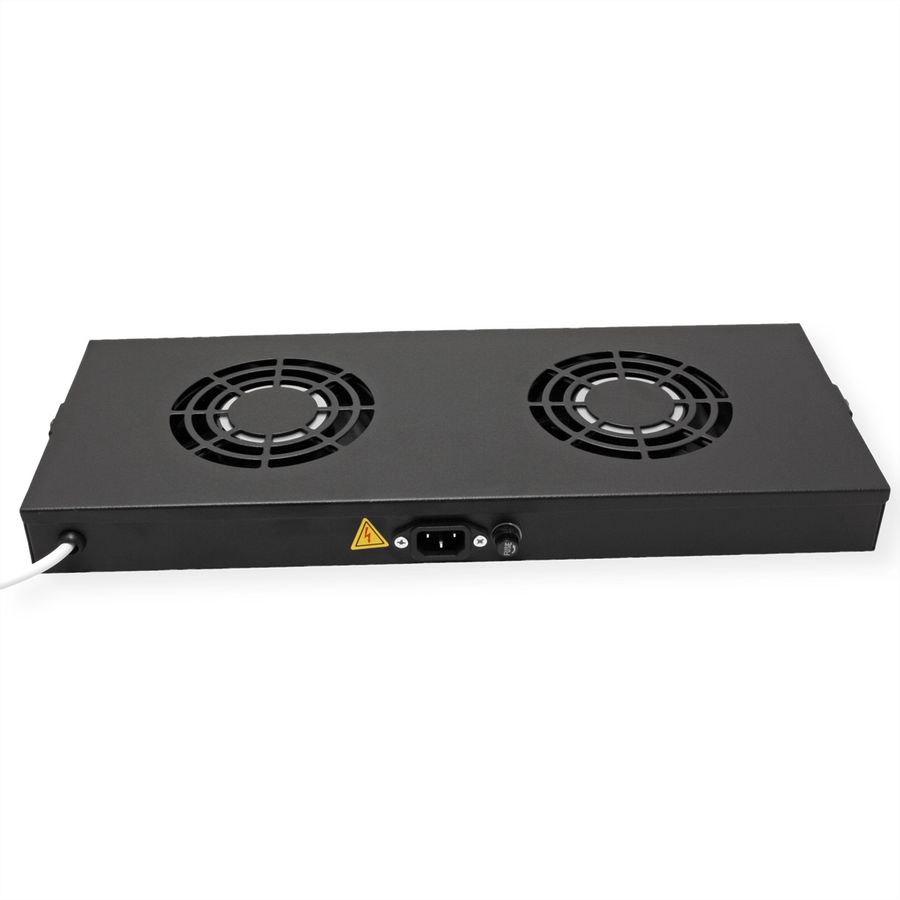 ROLINE 19-inch fan unit 2 fans, Thermostat black