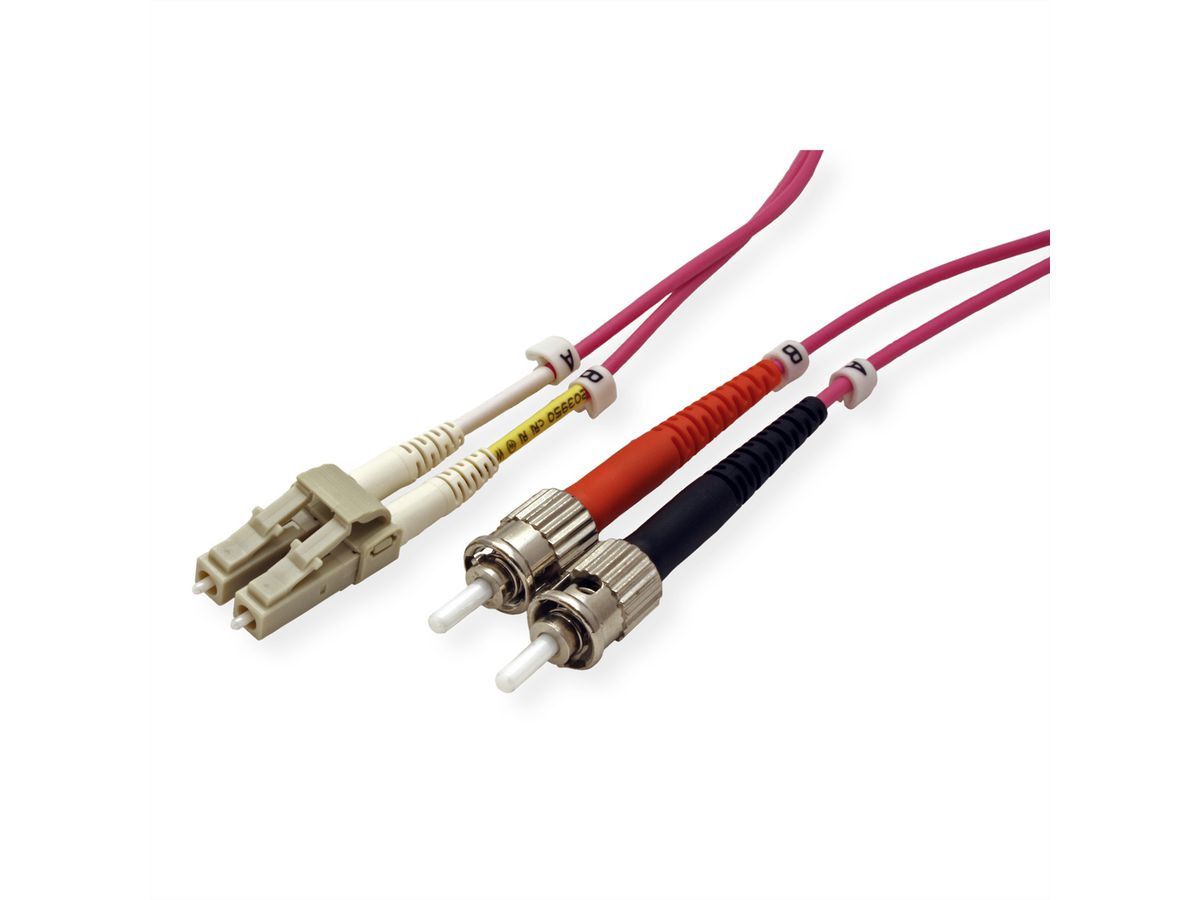 ROLINE Fibre Optic Jumper Cable, 50/125µm, LC/ST, OM4, violet, 3 m