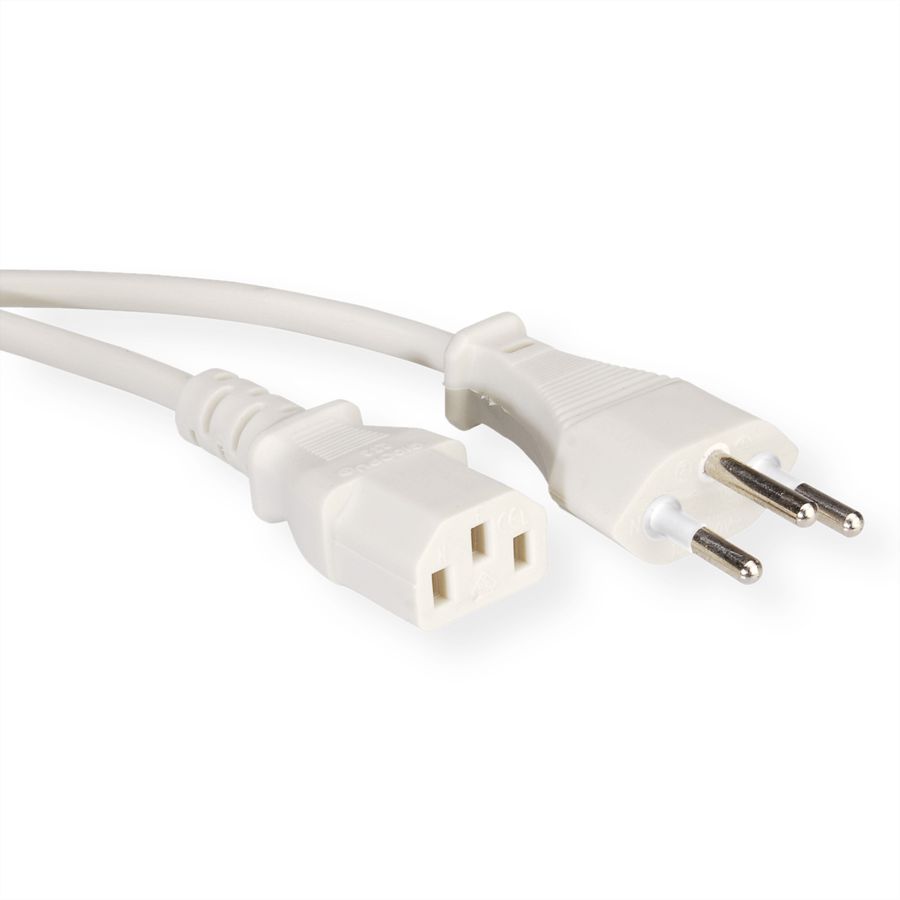 VALUE Power Cable, Straight IEC, CH, white, 1.8 m