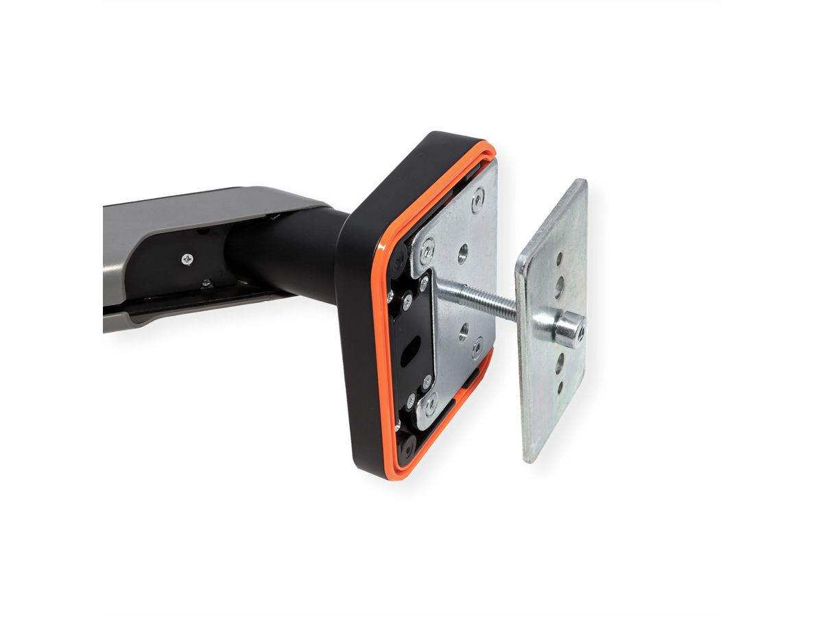 ROLINE Single LCD Monitor Stand, Gas Spring, Desk Clamp, < 124 cm (49"), Heavy Duty <= 20 kg, 5 Joints