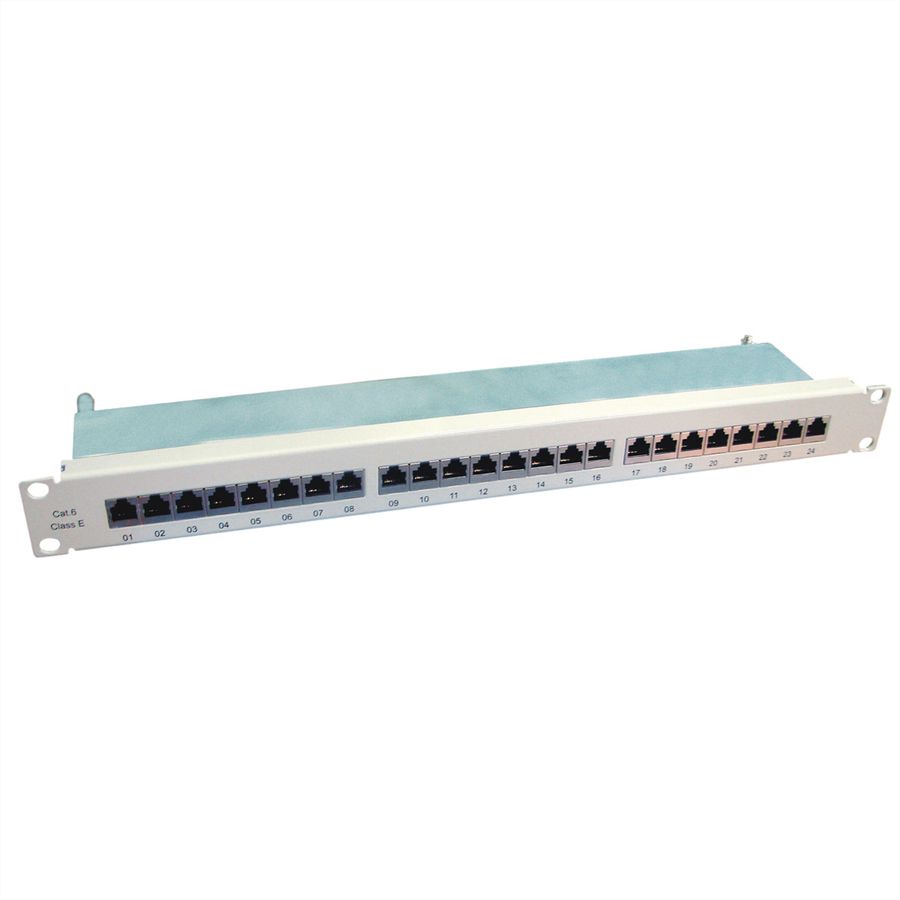VALUE Cat.6 (Class E) 19" Patch Panel, 24 Ports, STP, grey
