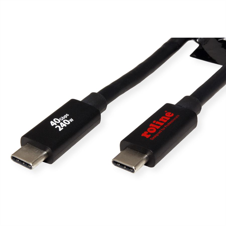 ROLINE Cable USB4 Gen3x2, C-C, M/M, 8K UHD-2, 40Gbit/s, 240W, black, 2 m