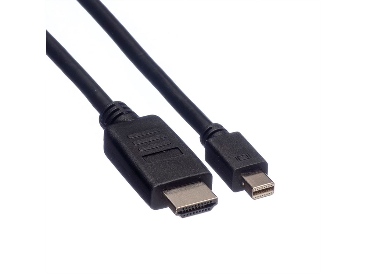 ROLINE Mini DisplayPort Cable, Mini DP-HDTV, M/M, black, 1.5 m