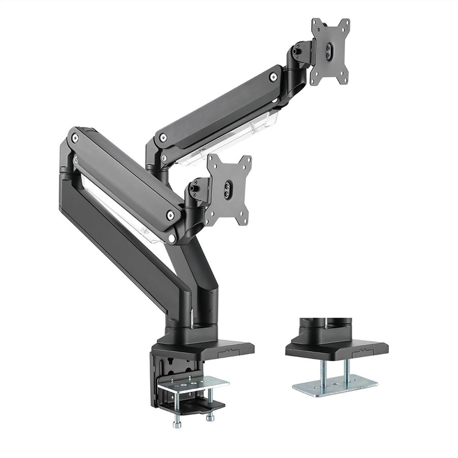 ROLINE Dual LCD Monitor Stand Pneumatic, Desk Clamp, Pivot, 5 Joints, 17–35 inch, max. 2x 15 kg