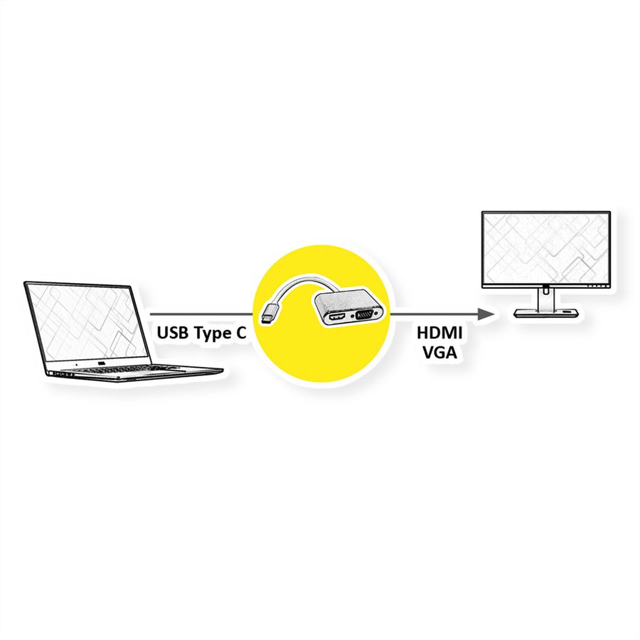 STANDARD Type C - HDMI/VGA Adapter, M/F, black, 0.1 m