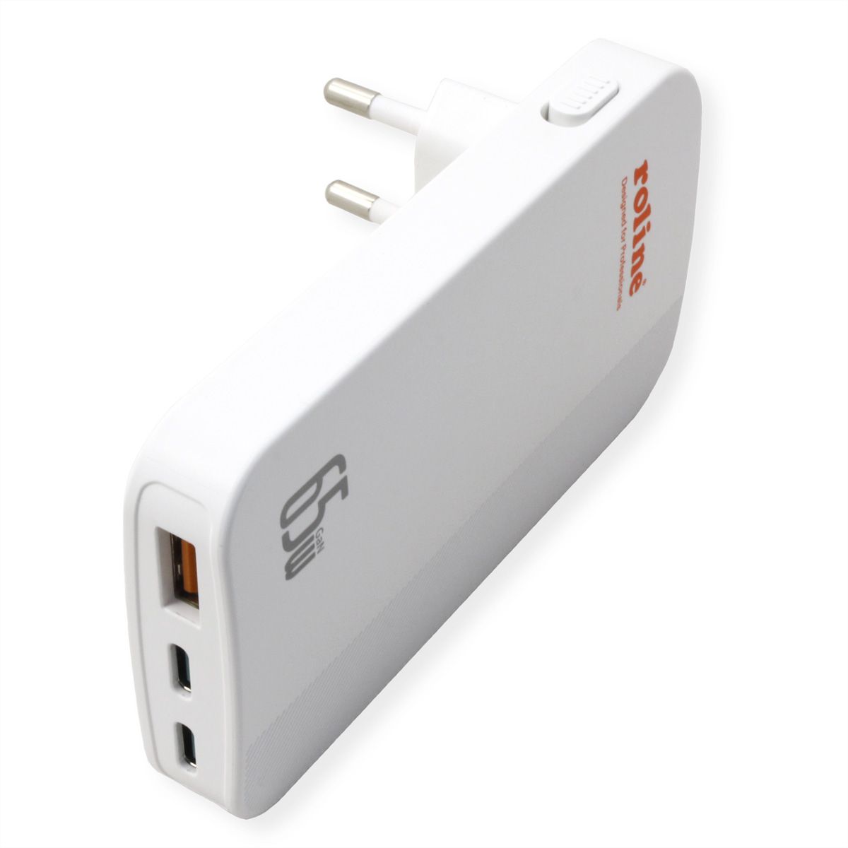 ROLINE Ultra Thin USB Wall Charger, 2x C, 1x A, 65W