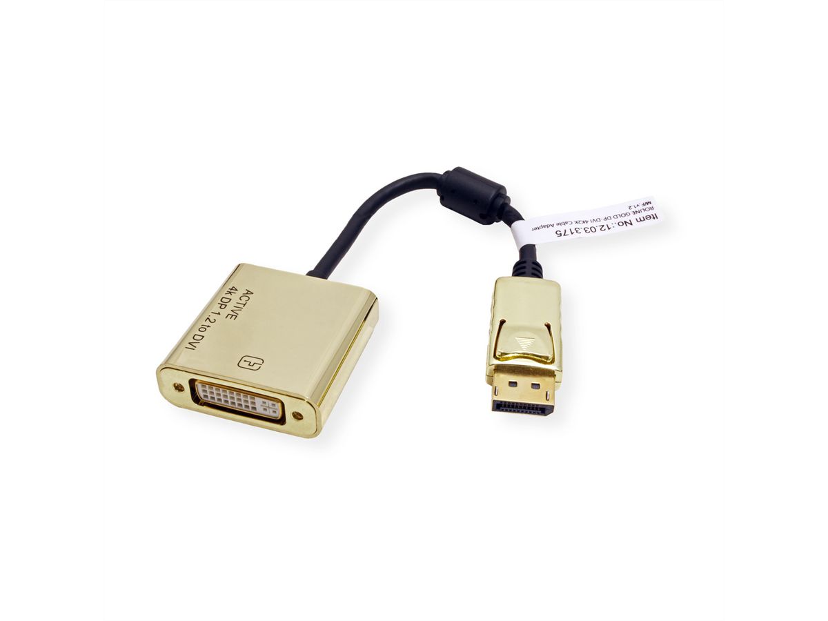 ROLINE GOLD 4K DisplayPort-DVI Adapter, DP M - DVI F