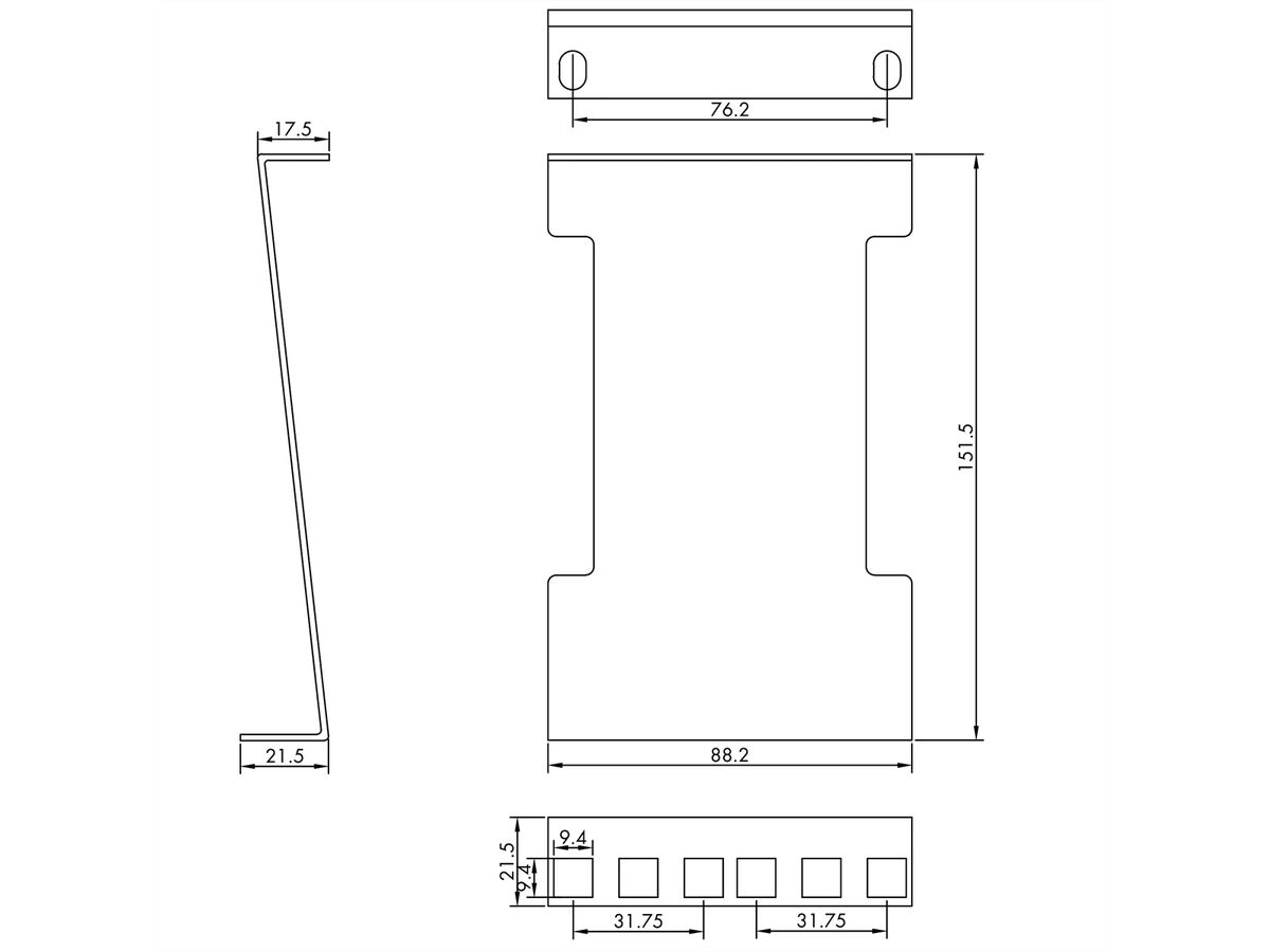 VALUE 19" Rack Depth Extender, 2 pcs, 2U, metal, 151.5mm