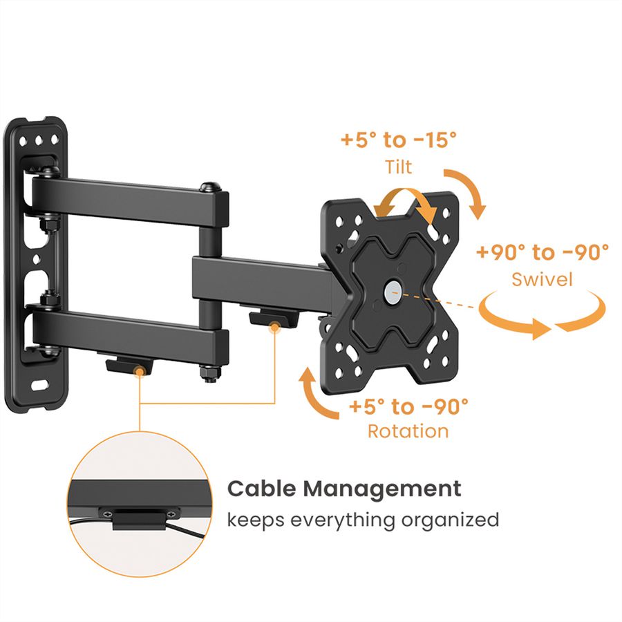 VALUE TV Monitor Arm, Wall Mount, 3 joints, 13–32 inch, max. 20 kg