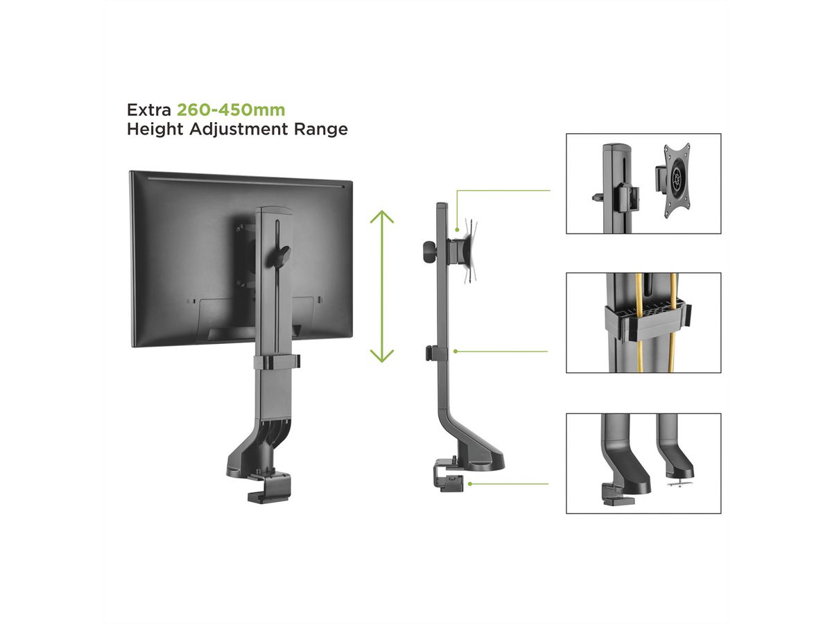 VALUE Single Monitor Arm, Sit-Stand Workstation Compatible, 3 Joints