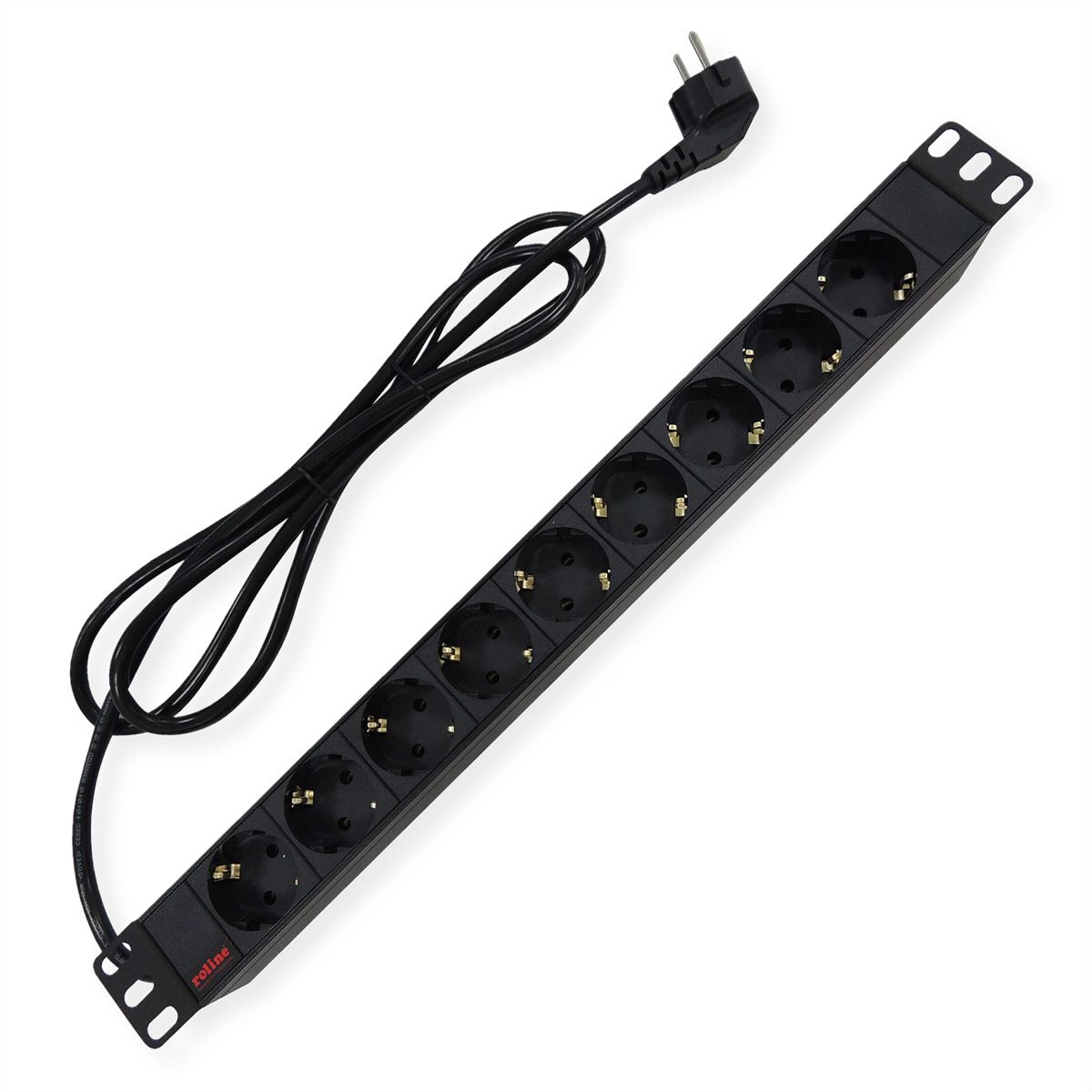 ROLINE PDU for Cabinet, 9x socket, 45°, 16A, black, 2 m