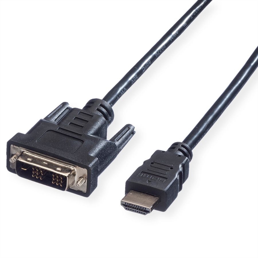 VALUE DVI Cable, DVI (18+1) - HDMI, M/M, black, 5 m