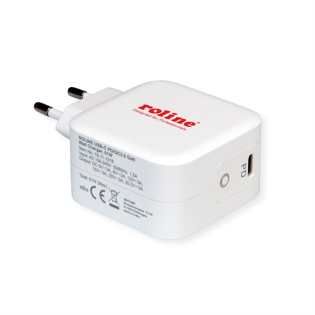 ROLINE USB Wall Charger, 1x Type C Port, 61W