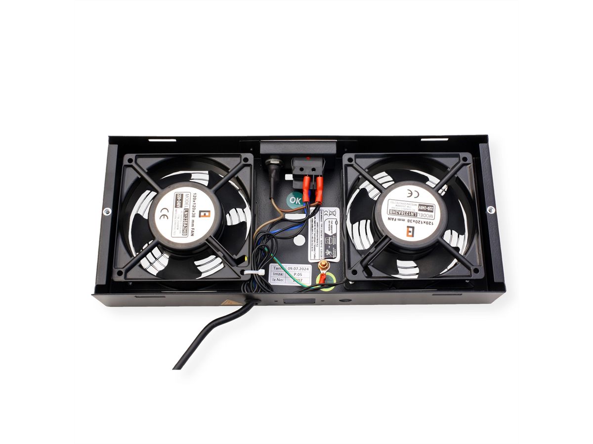 ROLINE Fan unit with 2 fans, for 19" Wall Cabinet black