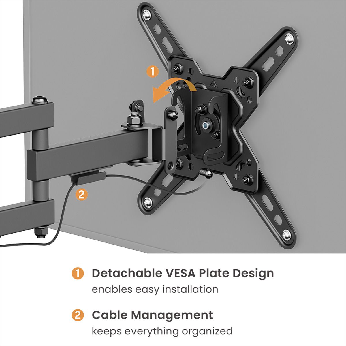 VALUE TV Monitor Arm, Wall Mount, 3 joints, 13–43 inch, max. 20 kg