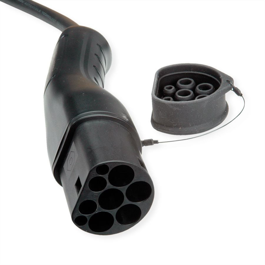 ROLINE EV Charging Cable Assembly Type2, 3-Phase, 480VAC (3P+N+E), 16 A, 11 kW, spiral (max. 3m)