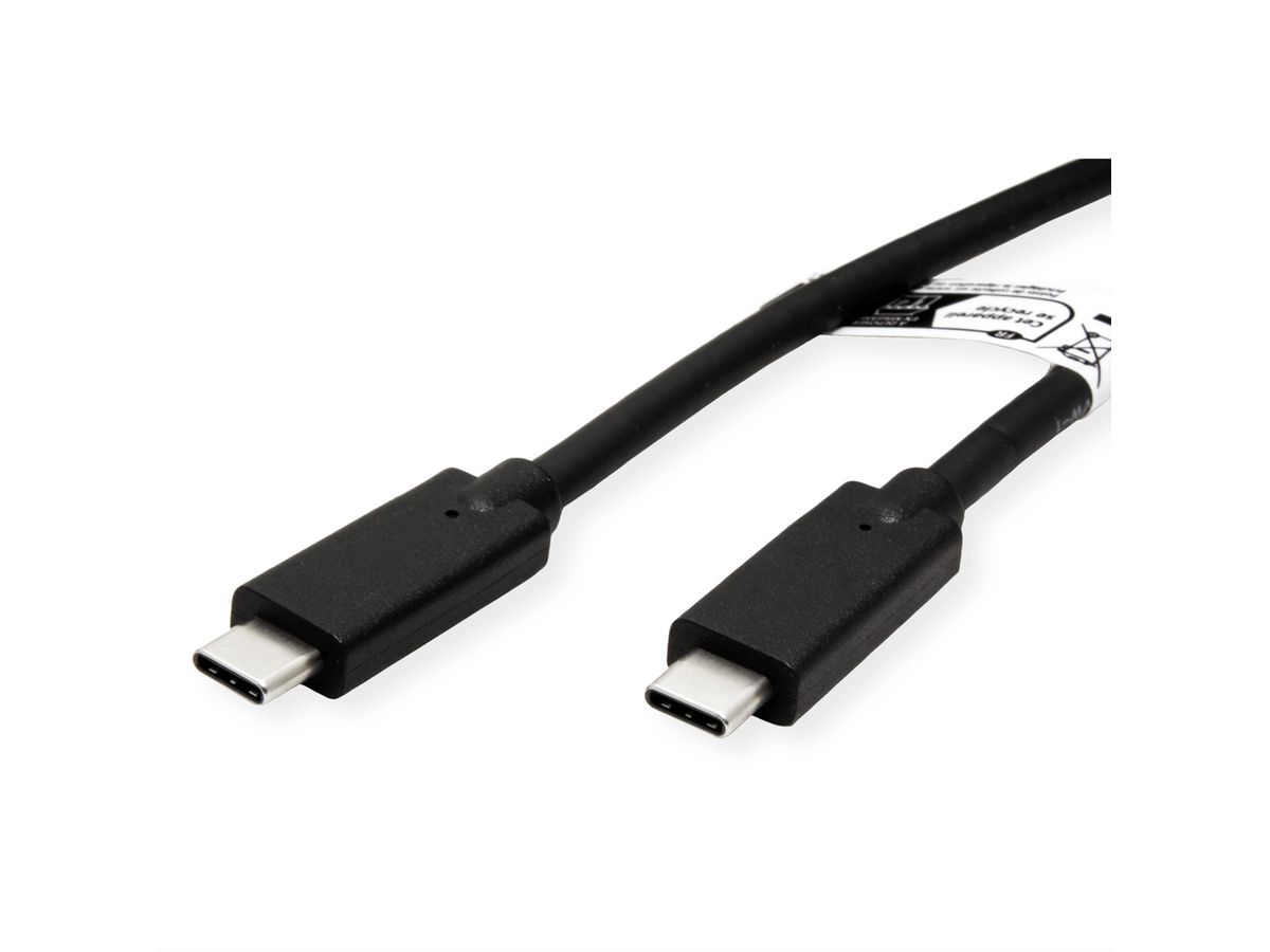 ROLINE Cable USB 3.2 Gen2 Compatible, PD (Power Delivery) 85W, with Emark, C-C, M/M, black, 7 m