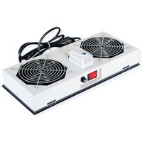 ROLINE Fan unit 2 fans, thermostat, for 19-inch wall housing grey