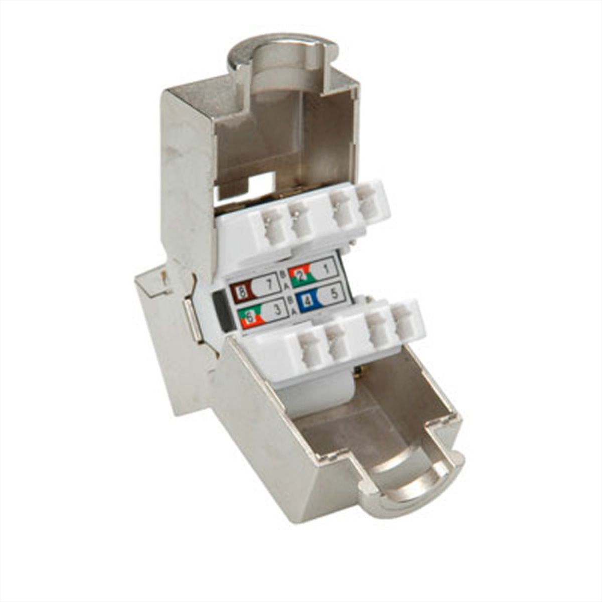 ROLINE Cat.6 (Class E) Keystone Jack, RJ-45, STP, tool-free, silver colour