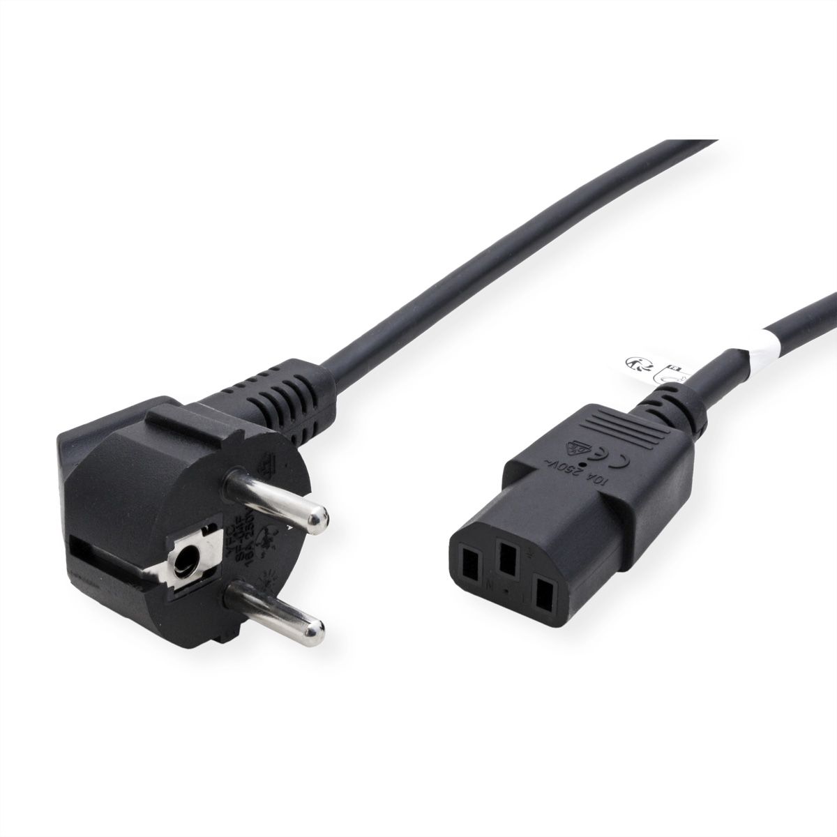 ROLINE GREEN Power Cable, straight IEC Connector, black, 3 m