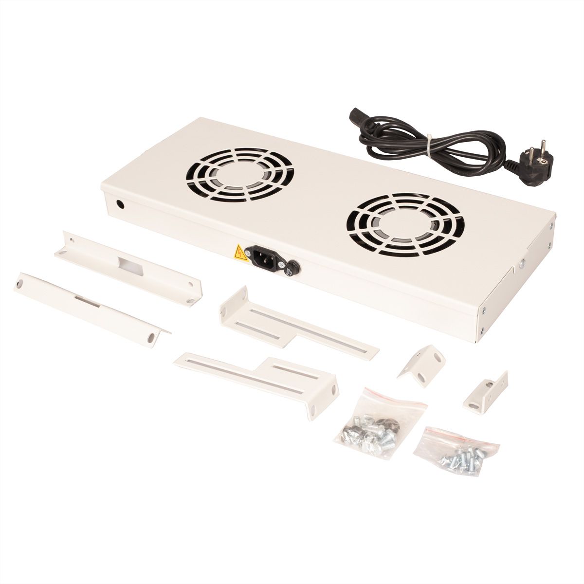 ROLINE 19" Fan unit with 2 fans, ON/OFF grey