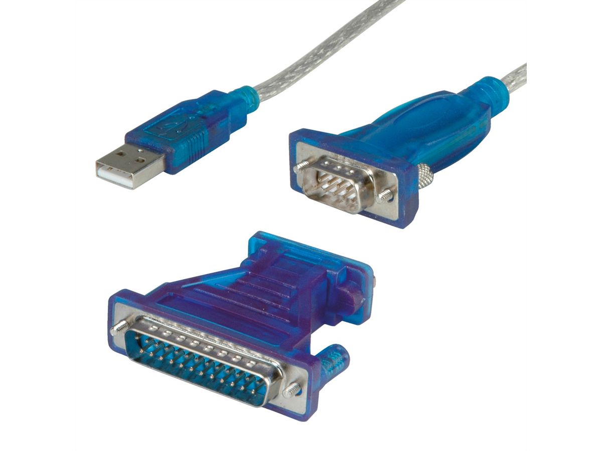 VALUE Converter Cable USB to Serial, turquoise, 1.8 m