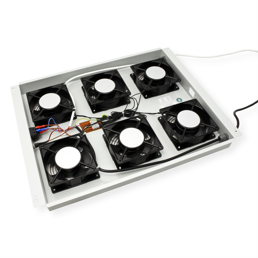 ROLINE 19-inch roof-mounted fan unit 6 fans, Thermostat grey