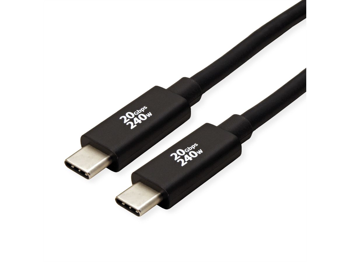 ROLINE Cable USB4 Gen2x2, with Emark, C–C, M/M, 240W, black, 3 m