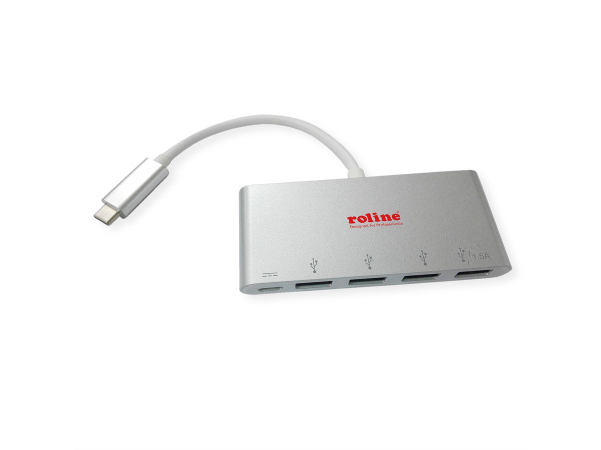 ROLINE USB 3.2 Gen 1 Hub, 4x USB A, 1x PD, Type C